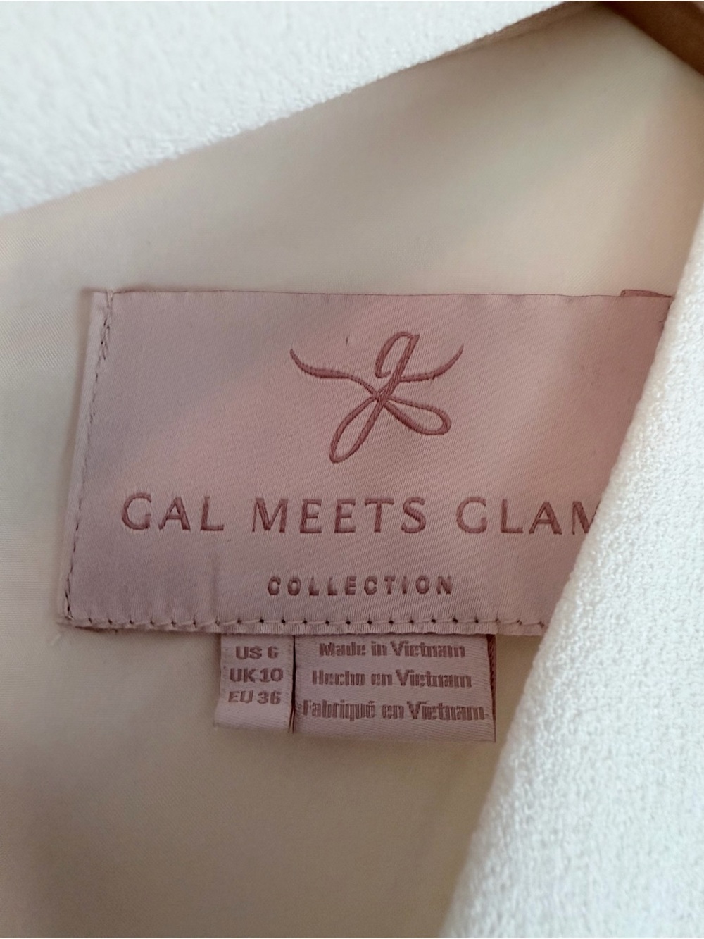 Gal Meets Glam Mini Dress Ines Cream Tie Neck Long Sleeve Women's Size 6 - Picture 5 of 11